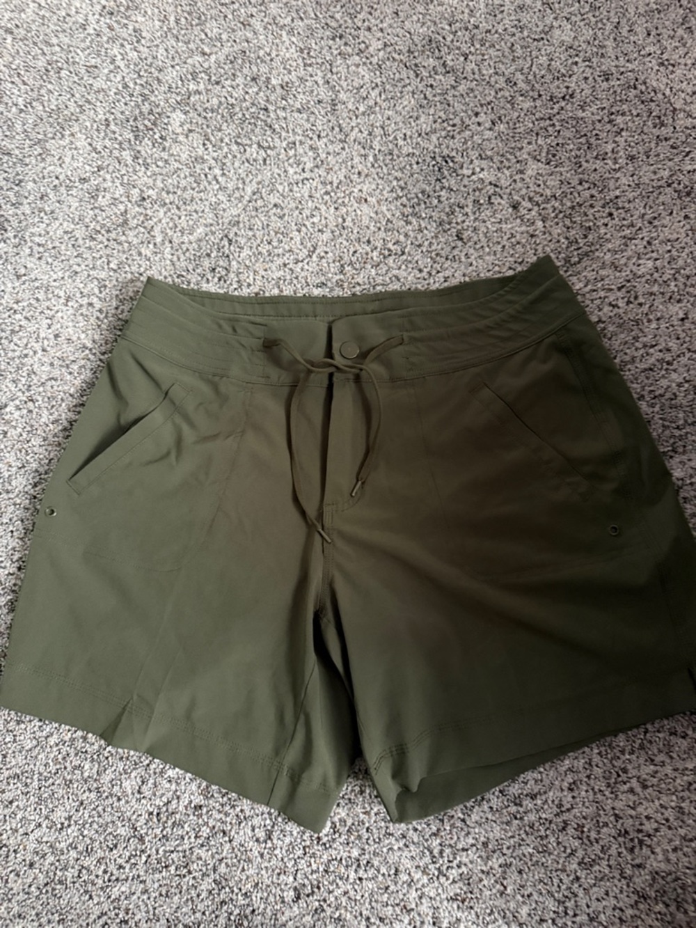 Athletic Olive Green Drawstring Casual Shorts
